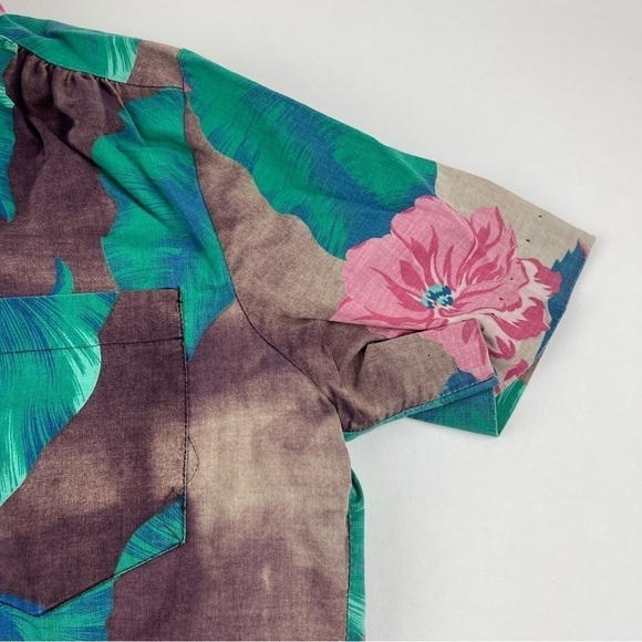 Jessica Scott Button Up Shirt Womens Black Green Floral - Picture 5 of 10